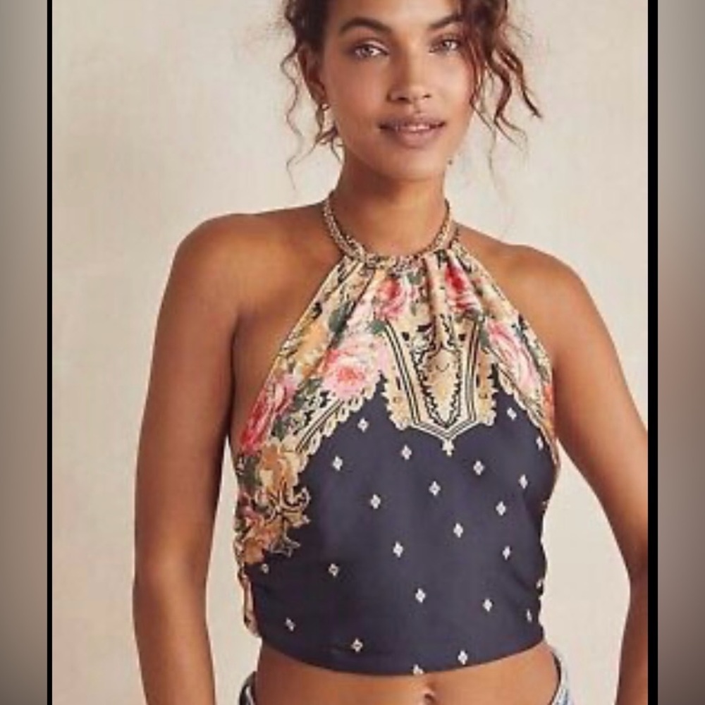 Floral Backless Halter Top NWT